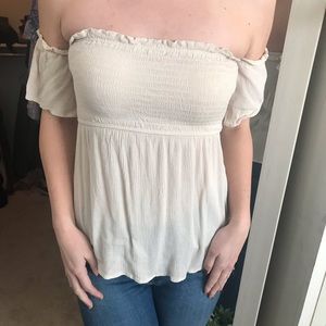 Off shoulder tan top